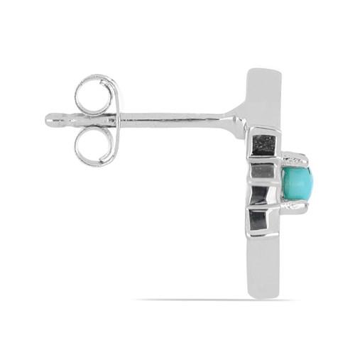 BUY STERLING SILVER NATURAL BLUE TURQUOISE GEMSTONE CLASSIC  EARRINGS